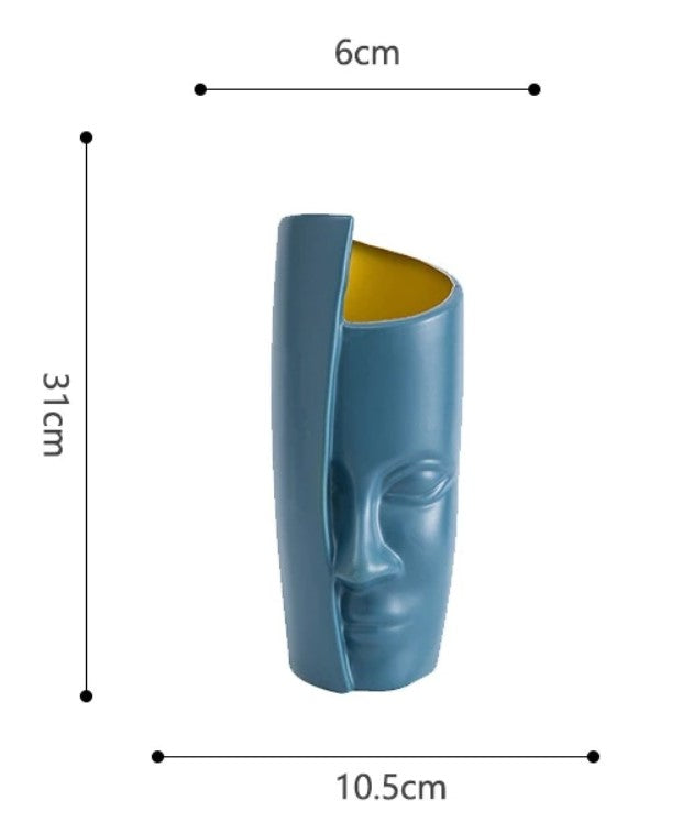 Vase Visage Humain Style Européen H 31cm