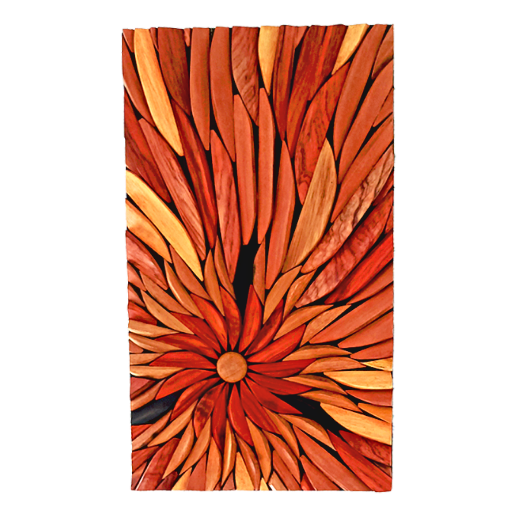 Tableau rectangle motif soleil en bois sculpté